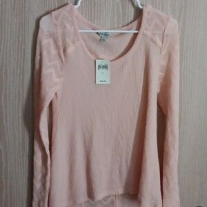 Lucky Brand Light Pink Long Sleeve Knit Top